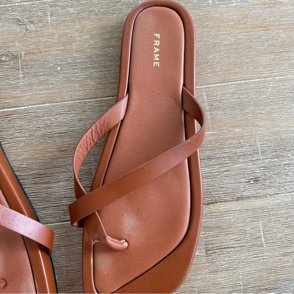 Frame Le montauk brown leather sandals - Picture 4 of 5